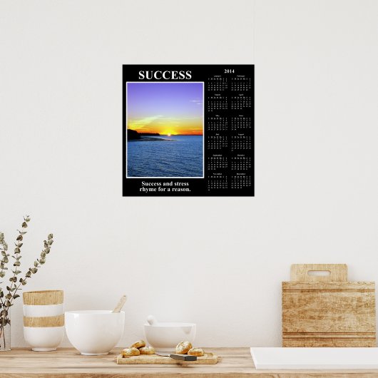 2014年の人口動態カレンダー:成功の意味 ポスター (キッチン)