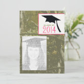 2014年の写真の卒業の招待の迷彩柄及びピンクのクラス 招待状 (スタンド正面)