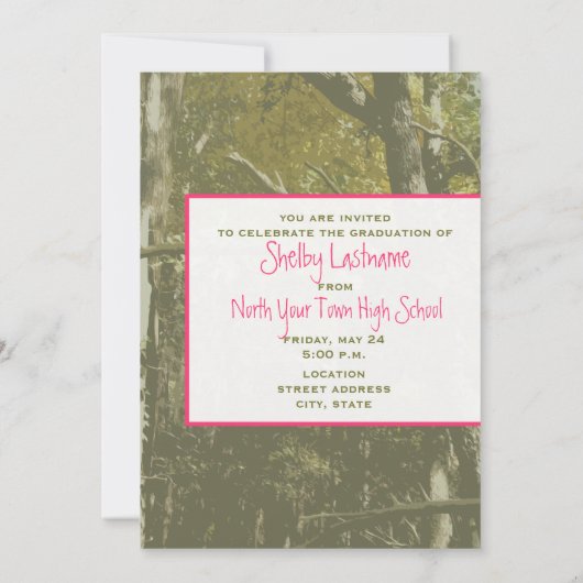 2014年の写真の卒業の招待の迷彩柄及びピンクのクラス 招待状 (裏面)