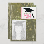 2014年の写真の卒業の招待の迷彩柄及びピンクのクラス 招待状 (正面/裏面)