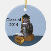 2014年の卒業のフクロウのユーモアのあるなクラス セラミックオーナメント (正面)