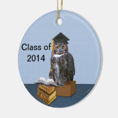 2014年の卒業のフクロウのユーモアのあるなクラス セラミックオーナメント (左)