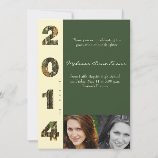 2014年の卒業の招待状の迷彩柄のクラス 招待状 (正面)