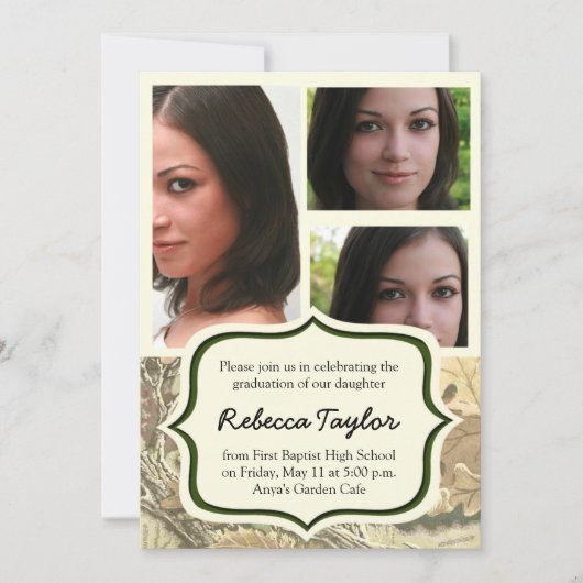 2014年の卒業の招待状の迷彩柄のクラス 招待状 (正面)