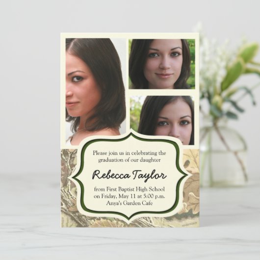 2014年の卒業の招待状の迷彩柄のクラス 招待状 (スタンド正面)