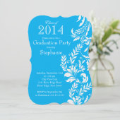 2014年の卒業パーティーのエレガントで青く白いクラス 招待状 (スタンド正面)