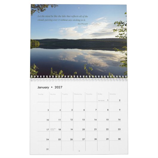 2014年の禅のカレンダー カレンダー (1月 2027)