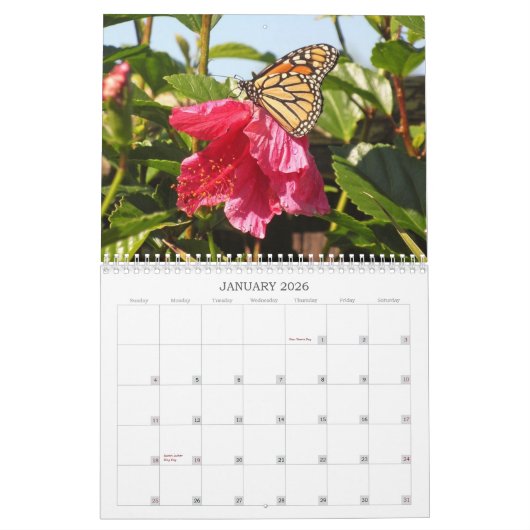 2014年の蝶カレンダー カレンダー (1月 2026)