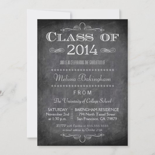 2014年のClass of 2014 chalkboard gradation party招待状 招待状 (正面)