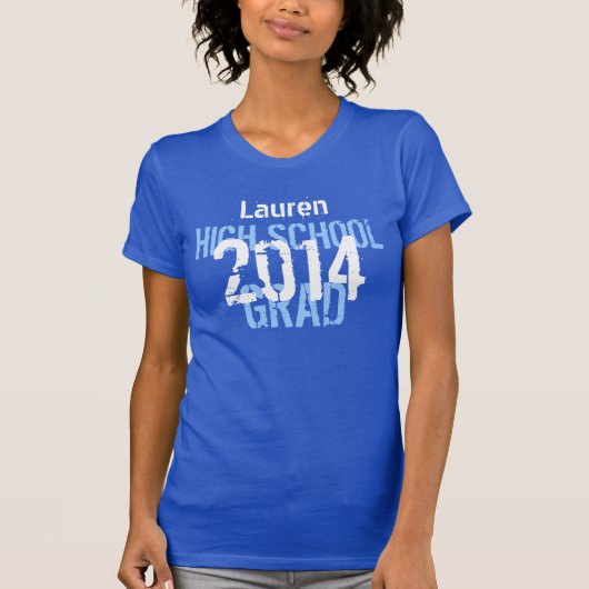 2014年または任意の年制高校のグラッドブルー王室の校 Tシャツ (正面)