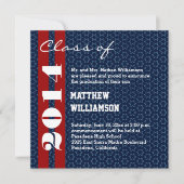 2014年または年の赤白青の卒業V02 案内状 (正面)