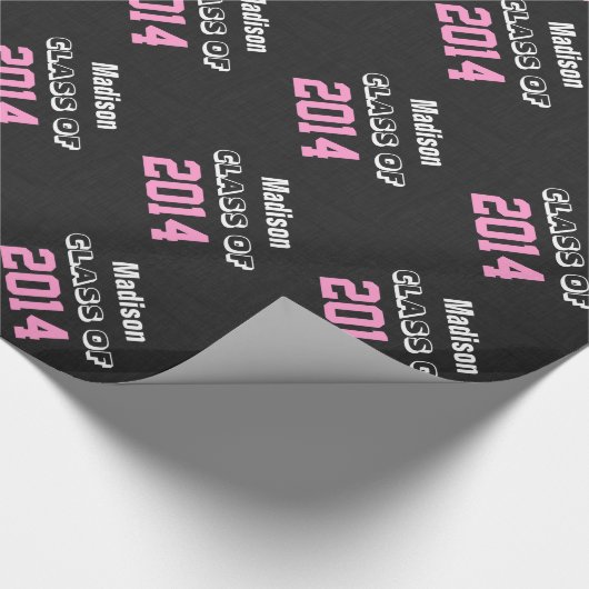 2014年または年の黒のピンクV8の新しい卒業生のクラス ラッピングペーパー (角)