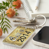 2014年または年及び名前の銀製の金ゴールドのクラスKeychain キーホルダー (正面右)