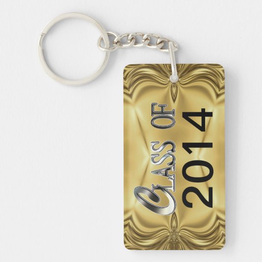 2014年または年及び名前の銀製の金ゴールドのクラスKeychain キーホルダー (正面)
