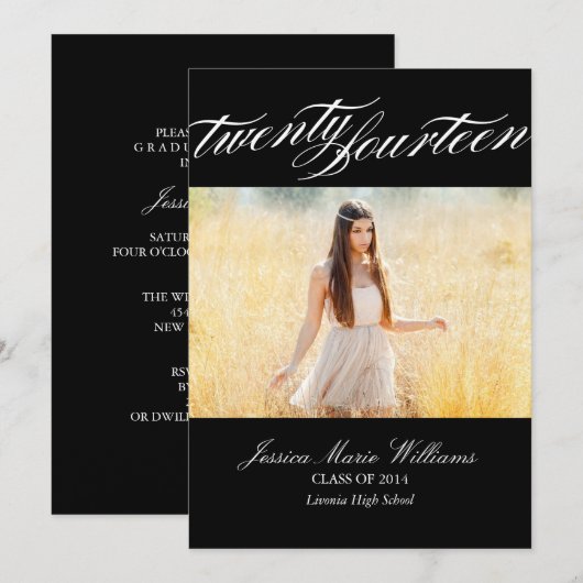 2014年エレガント卒業案内 招待状 (正面/裏面)