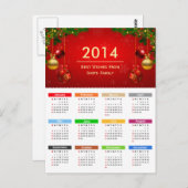 2014年カレンダー最高のウィッシュのカスタム文字 ポストカード (正面/裏面)