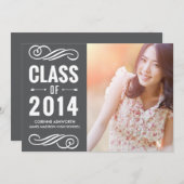 2014年クラスのフォトカード招待状 招待状 (正面/裏面)