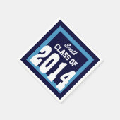 2014年クラスまたは任意の年の卒業V01 BLUE スタンダードカクテルナプキン (角)
