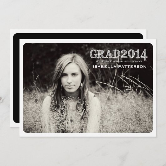 2014年グラモダンード写真卒業パーティー招待状 招待状 (正面/裏面)
