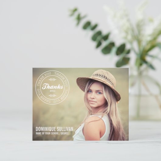 2014年スタンプ卒業のクラスありがとうはがき ポストカード (スタンド正面)