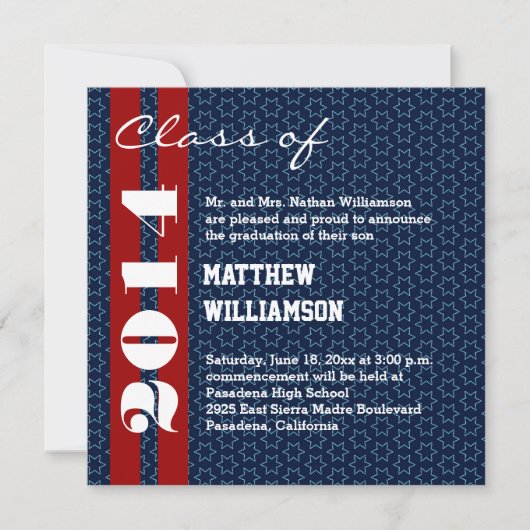 2014年度または任意の年度 赤白青の卒業式V02 案内状 (正面)