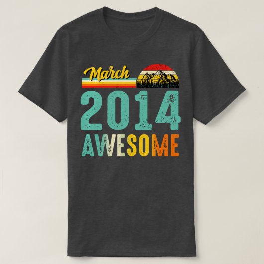 2014年3月誕生日ギフトシャツヴィンテージ2014年3月 Tシャツ (デザイン正面)