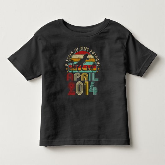2014年4月Boy Kids 7誕生日恐竜Tレックス トドラーTシャツ (正面)