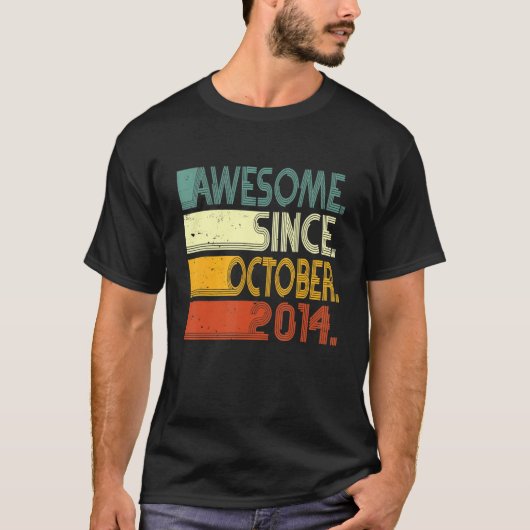 2014生まれ年10月素晴らし8日誕生日8年 Tシャツ (正面)