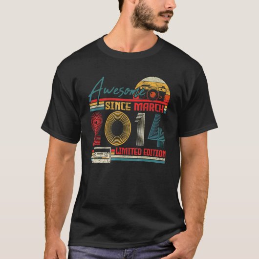 2014生まれ年2014素晴らし年3月8歳 Tシャツ (正面)