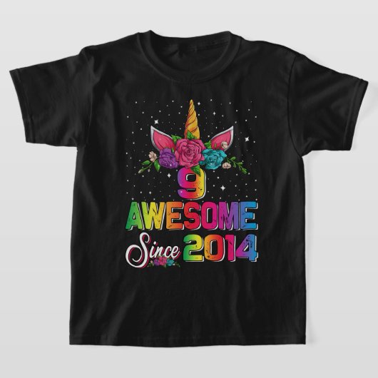 2014素晴らし年からユニコーン9誕生日ギフト Tシャツ (レイダウン)