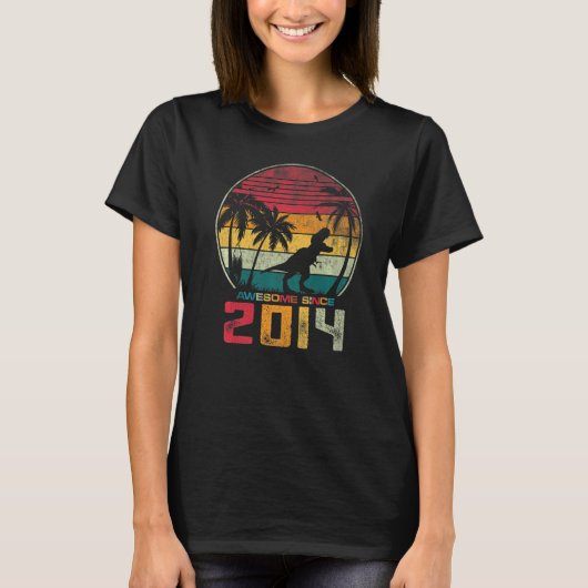 2014素晴らし年8歳の恐竜誕生日以来 Tシャツ (正面)