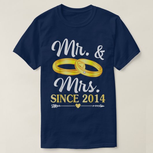 2014結婚年から結婚したのリングや輪Happy Hus Tシャツ (デザイン正面)