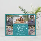 2014 5写真クリスマスホリデーカードブルーストライプ シーズンカード (スタンド正面)