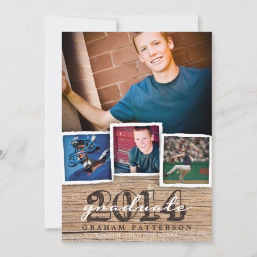 2014 Country Wood ラスティック卒業招待状 招待状 (正面)