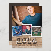 2014 Country Wood ラスティック卒業招待状 招待状 (正面/裏面)