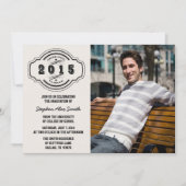 2015グレーブラック写真卒業パーティーのクラス 招待状 (正面)