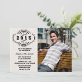 2015グレーブラック写真卒業パーティーのクラス 招待状 (スタンド正面)