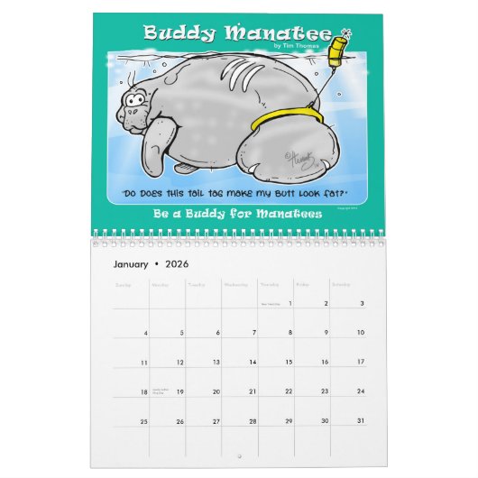 2015マナティーの相棒のマナティーのための相棒があって下さい カレンダー (1月 2026)