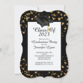 2015モダン金ゴールドスター卒業パーティー招待状 招待状 (正面)