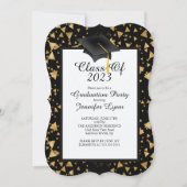 2015モダン金ゴールドブラック卒業パーティー招待状 招待状 (正面)