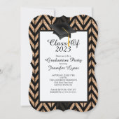 2015モダン金ゴールドブラック卒業パーティー招待状 招待状 (正面)