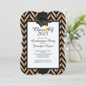 2015モダン金ゴールドブラック卒業パーティー招待状 招待状 (スタンド正面)