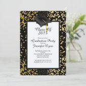 2015モダン金ゴールドブラック卒業パーティー招待状 招待状 (スタンド正面)