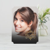 2015年のエレガントでフェイクなグリッターの渦巻の卒業の写真 招待状 (スタンド正面)