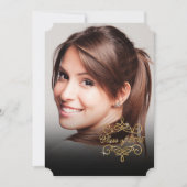 2015年のエレガントでフェイクなグリッターの渦巻の卒業の写真 招待状 (正面)