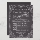 2015年のカルボード白黒卒業 招待状 (正面/裏面)