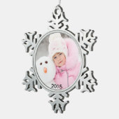 2015年のチャーミングな写真年のピューターの休日のオーナメント スノーフレークピューターオーナメント (右)