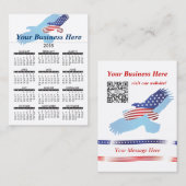 2015年の名刺のカレンダーのアメリカ人のワシ 名刺 (正面/裏面)