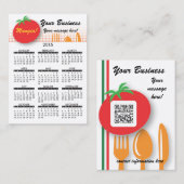 2015年の名刺のカレンダーのイタリアンな食事 名刺 (正面/裏面)
