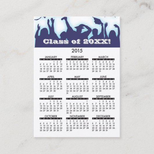 2015年の名刺のカレンダーのオンラインの教育 コーリングカード (正面)